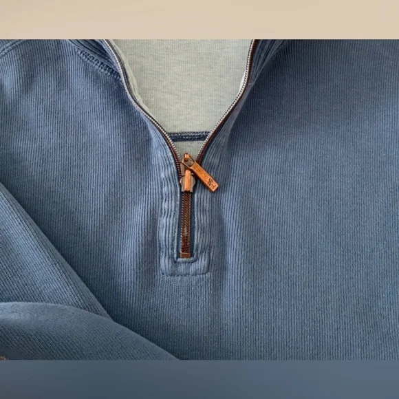 Tommy Bahama Men’s 1/2 Zip Turtleneck Sweatshirt. Reversible. Blue XL. Preowned - Picture 3 of 6